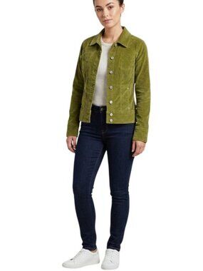 Live A Little Olive Green Corduroy Button-Front Jacket Women's Size PM